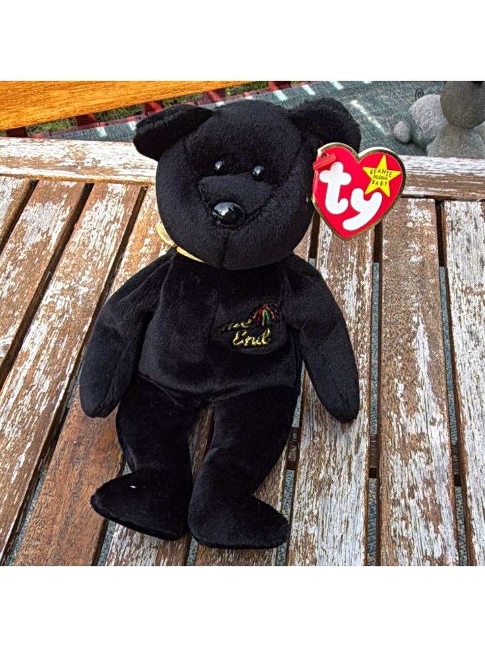Vintage Ty Beanie Baby The End Black Bear Beanbag Plush Stuffed Animal 1999 Toy